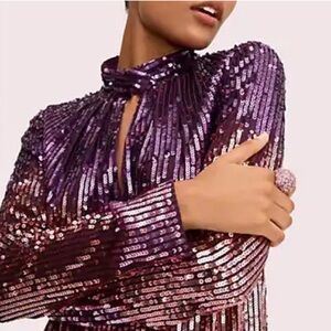 Kate Spade $598 OMBRE LONG SLEEVE SEQUIN MINI DRESS NIGHT OUT COCKTAIL NWOT